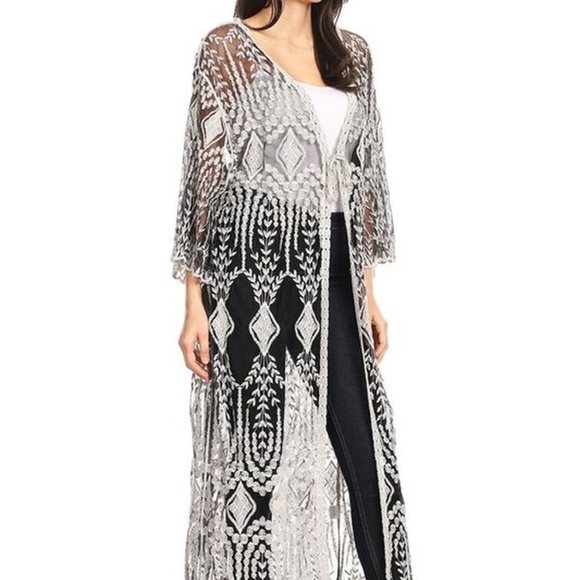 Two Tone Sheer Kimono - Picture 5 of 6